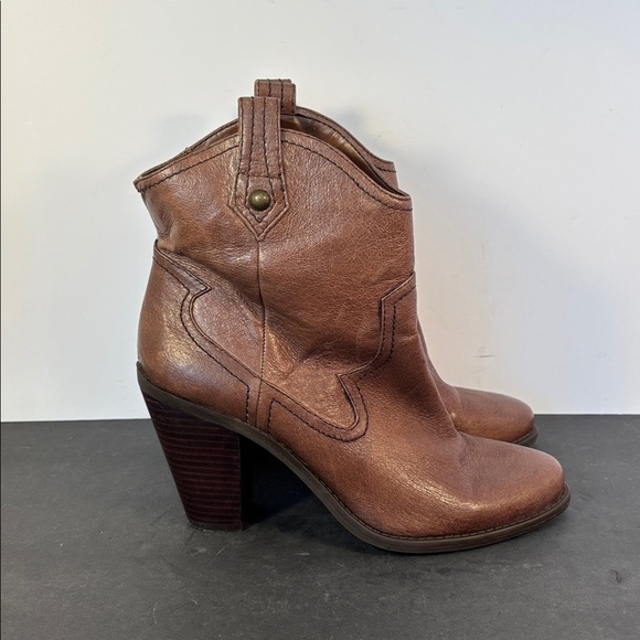 Jessica Simpson Cavett Brown Leather Western Booties Sz 8.5M - Picture 3 of 7